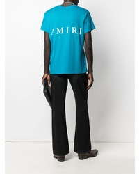 T-shirt à col rond imprimé turquoise Amiri