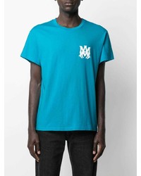 T-shirt à col rond imprimé turquoise Amiri