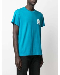 T-shirt à col rond imprimé turquoise Amiri