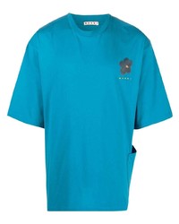 T-shirt à col rond imprimé turquoise Marni