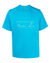 T-shirt à col rond imprimé turquoise Martine Rose