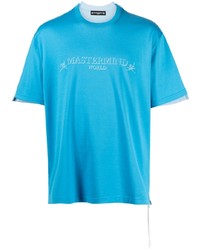 T-shirt à col rond imprimé turquoise Mastermind World