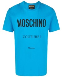 T-shirt à col rond imprimé turquoise Moschino