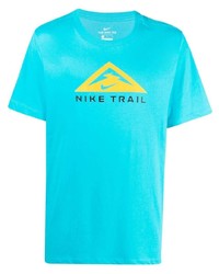 T-shirt à col rond imprimé turquoise Nike