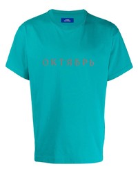 T-shirt à col rond imprimé turquoise PACCBET
