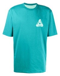 T-shirt à col rond imprimé turquoise Palace