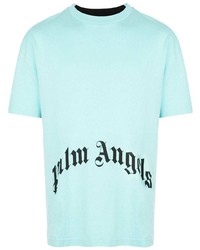 T-shirt à col rond imprimé turquoise Palm Angels