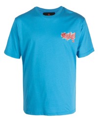 T-shirt à col rond imprimé turquoise Peuterey