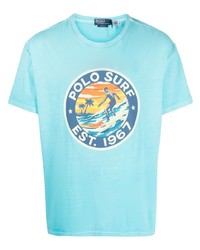 T-shirt à col rond imprimé turquoise Polo Ralph Lauren