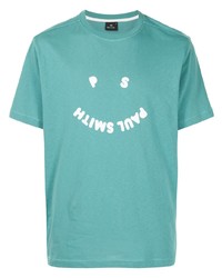 T-shirt à col rond imprimé turquoise PS Paul Smith