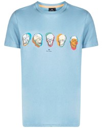 T-shirt à col rond imprimé turquoise PS Paul Smith