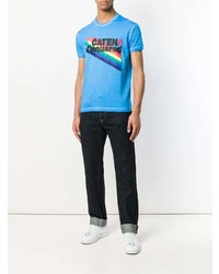 T-shirt à col rond imprimé turquoise DSQUARED2