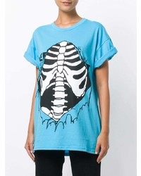 T-shirt à col rond imprimé turquoise Jeremy Scott