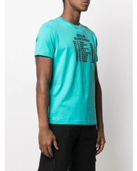 T-shirt à col rond imprimé turquoise Diesel