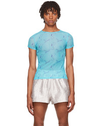 T-shirt à col rond imprimé turquoise Serapis
