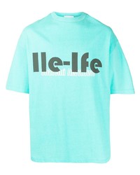 T-shirt à col rond imprimé turquoise Solid Homme