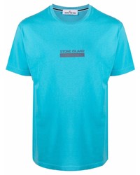 T-shirt à col rond imprimé turquoise Stone Island