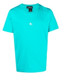 T-shirt à col rond imprimé turquoise Stone Island Shadow Project