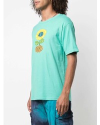 T-shirt à col rond imprimé turquoise Stussy