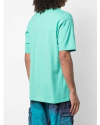 T-shirt à col rond imprimé turquoise Stussy