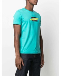 T-shirt à col rond imprimé turquoise Diesel