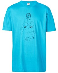 T-shirt à col rond imprimé turquoise Supreme