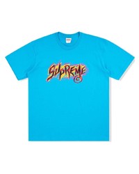 T-shirt à col rond imprimé turquoise Supreme