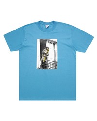 T-shirt à col rond imprimé turquoise Supreme