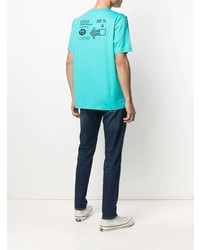 T-shirt à col rond imprimé turquoise Diesel