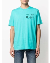 T-shirt à col rond imprimé turquoise Diesel