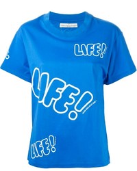 T-shirt à col rond imprimé turquoise