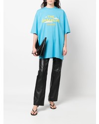 T-shirt à col rond imprimé turquoise Vetements