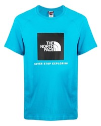 T-shirt à col rond imprimé turquoise The North Face
