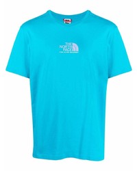 T-shirt à col rond imprimé turquoise The North Face