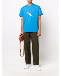 T-shirt à col rond imprimé turquoise Jacquemus