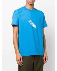 T-shirt à col rond imprimé turquoise Jacquemus