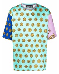 T-shirt à col rond imprimé turquoise VERSACE JEANS COUTURE