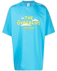 T-shirt à col rond imprimé turquoise Vetements
