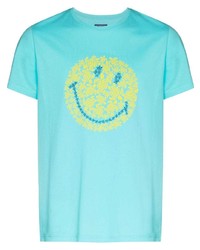 T-shirt à col rond imprimé turquoise Vilebrequin