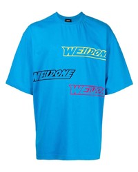 T-shirt à col rond imprimé turquoise We11done