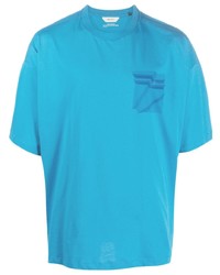 T-shirt à col rond imprimé turquoise Zegna