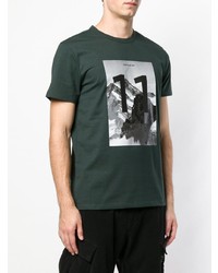 T-shirt à col rond imprimé vert foncé Moncler