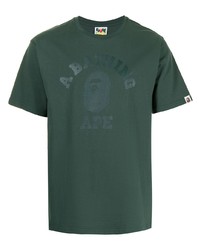 T-shirt à col rond imprimé vert foncé A Bathing Ape