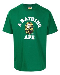 T-shirt à col rond imprimé vert foncé A Bathing Ape