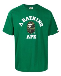 T-shirt à col rond imprimé vert foncé A Bathing Ape