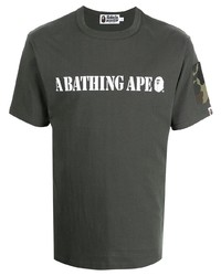 T-shirt à col rond imprimé vert foncé A Bathing Ape