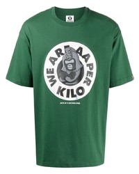 T-shirt à col rond imprimé vert foncé AAPE BY A BATHING APE