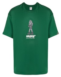 T-shirt à col rond imprimé vert foncé AAPE BY A BATHING APE