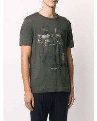 T-shirt à col rond imprimé vert foncé Emporio Armani