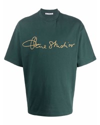 T-shirt à col rond imprimé vert foncé Acne Studios